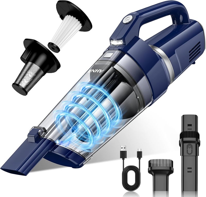 AHNR Handheld Vacuum Cordless, 16000PA Powerful Suction Hand Held Vacuum Dust Busters Cordless Rechargeable with LED Light & 2 HEPA Filters, Portable Car Vacuum Cleaner High Power for Car Home Office - Image 1